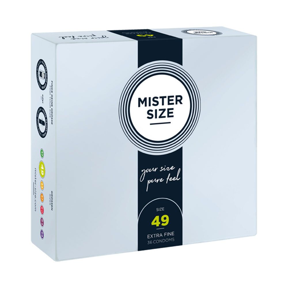 Pack de préservatifs MISTER SIZE 49, 36 unités, Extra Fine.