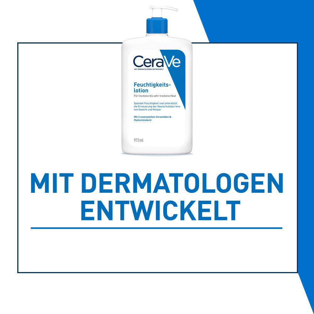CeraVe Moisturizing Lotion, 1L fles. Tekst: Ontwikkeld met dermatologen.