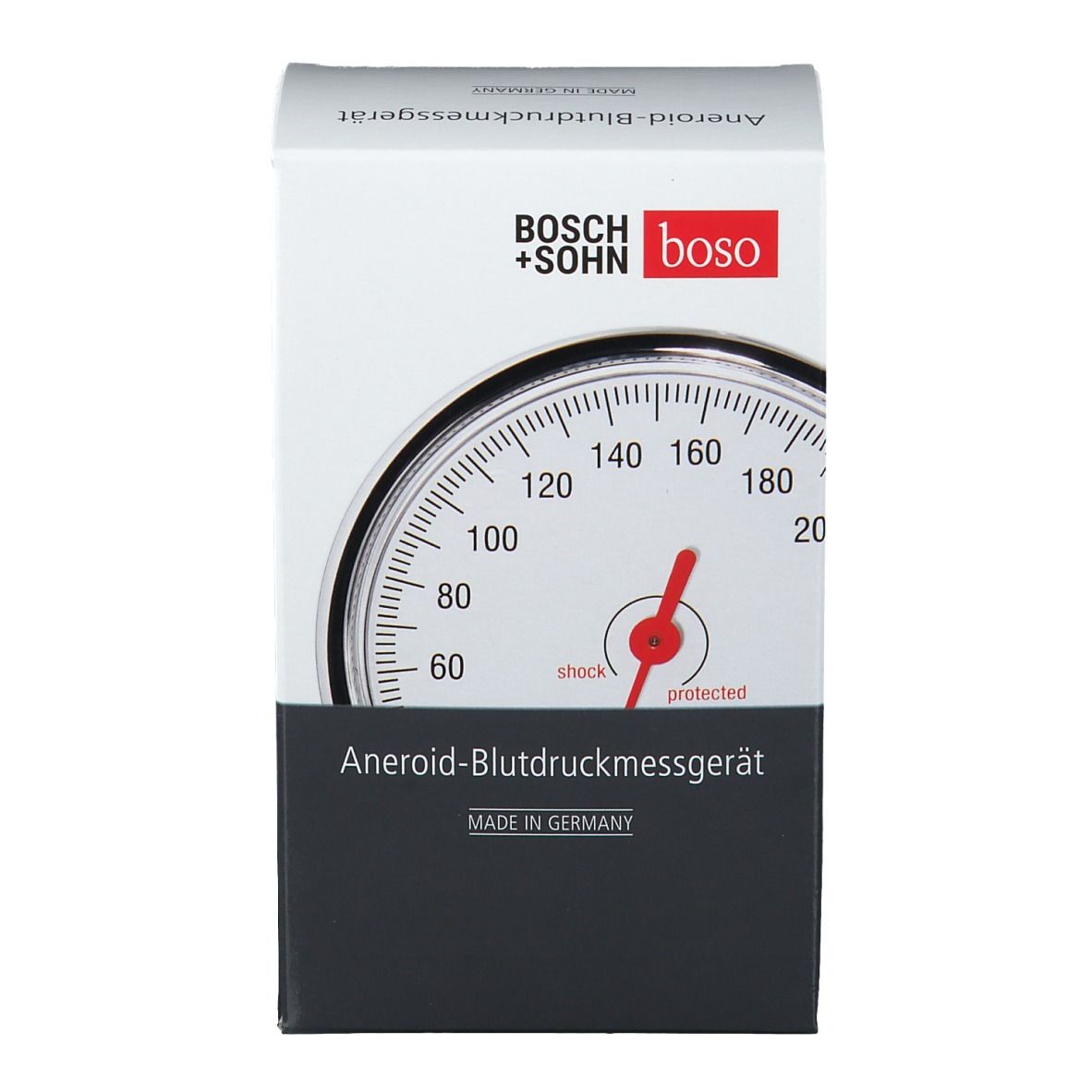 Emballage d'un tensiomètre analogique Bosch + Sohn.