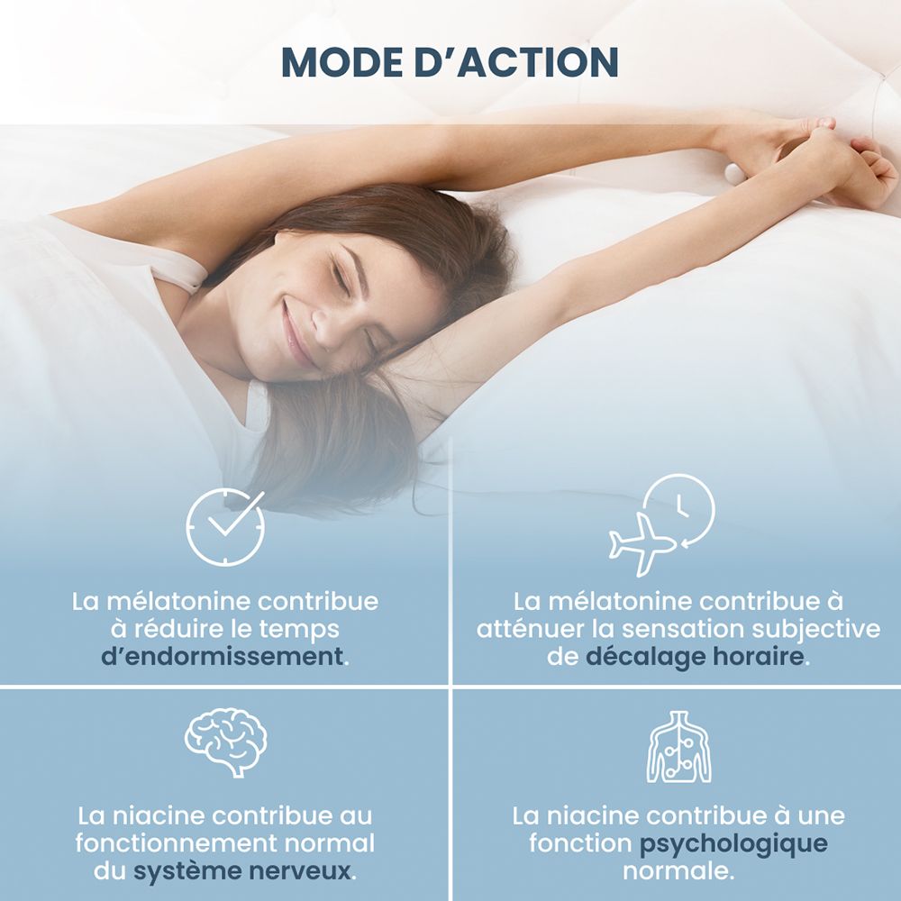 Emballage PlantoCaps NIOSAN avec design ciel étoilé et illustration de profil endormi.