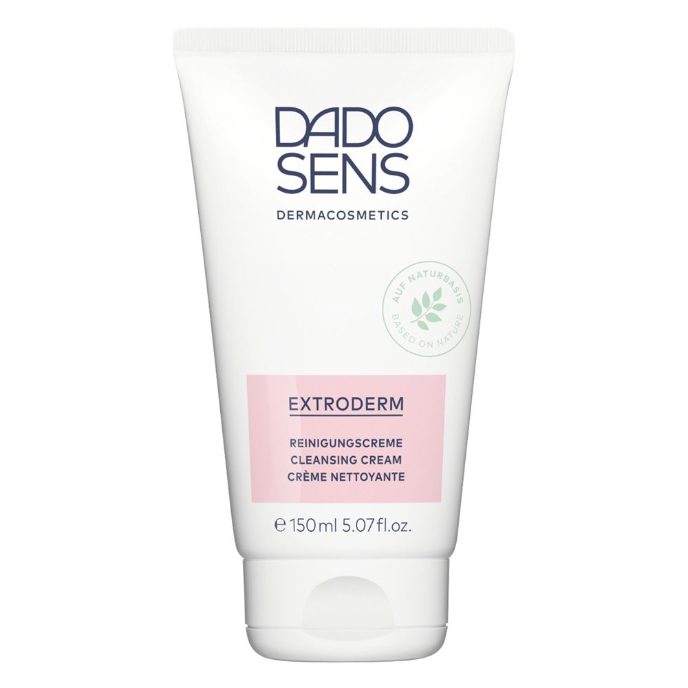 Witte tube met DADO SENS-logo en EXTRODERM. Reinigingscrème, 150ml.