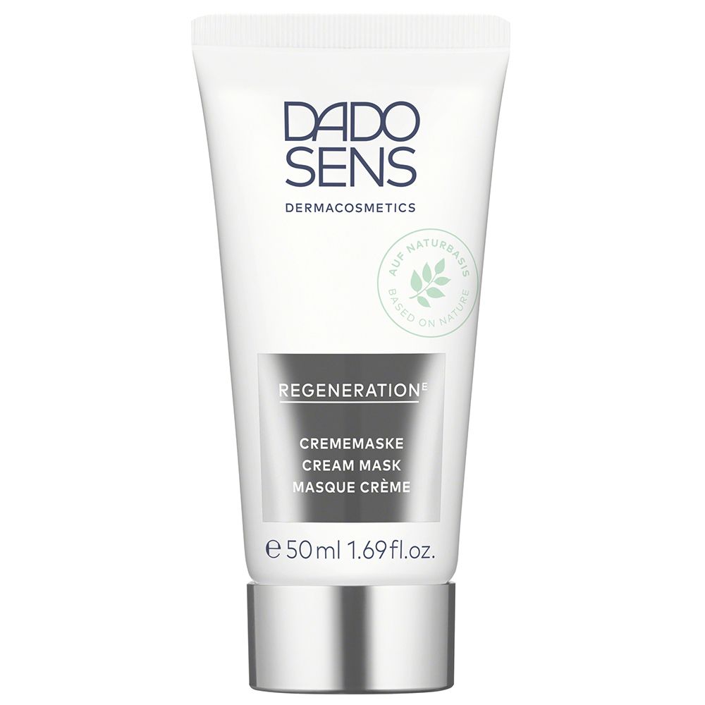 Witte tube met zilveren dop. Opschrift: DADO SENS, REGENERATION, Crememasker. 50ml.