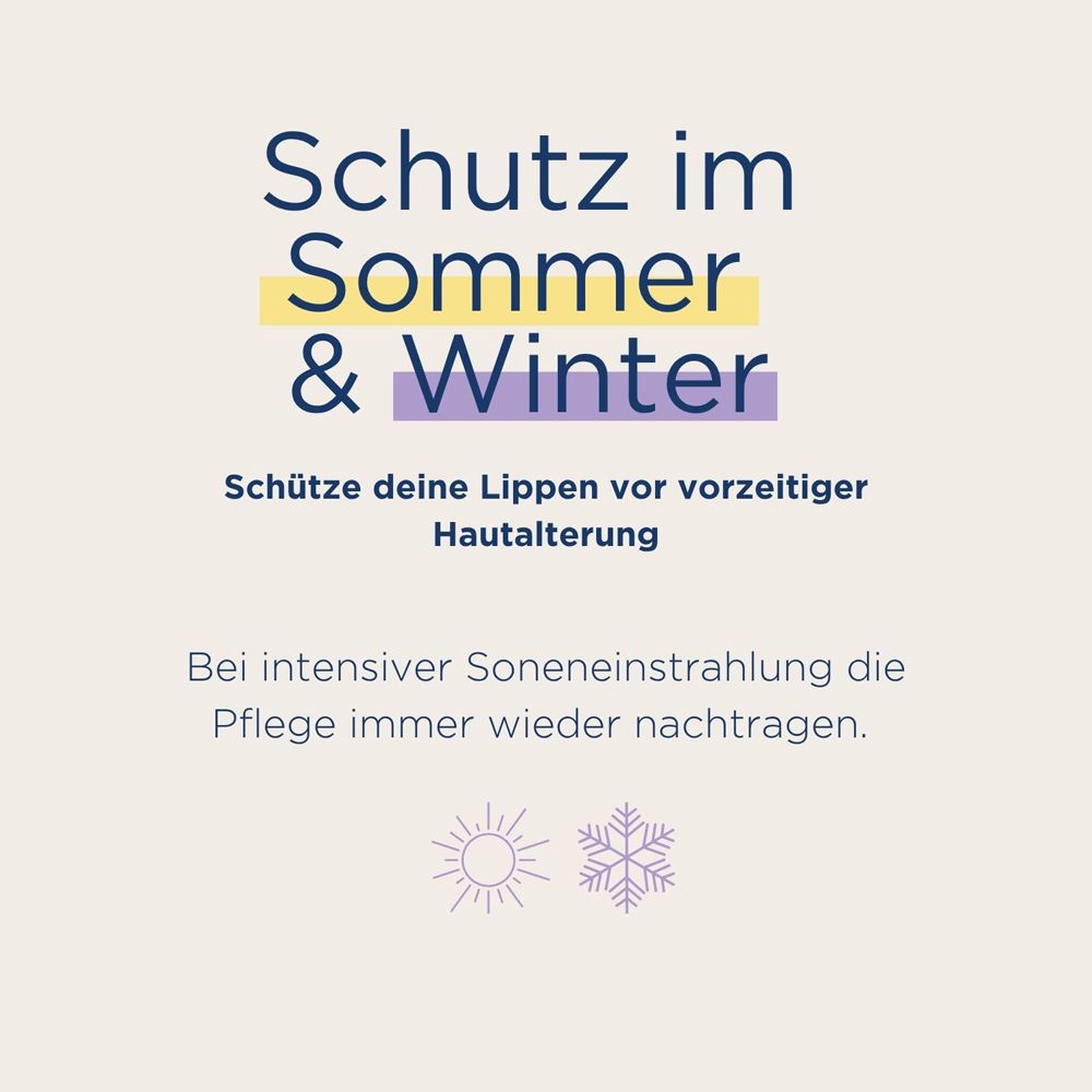 Graphique textuel avec soleil et flocon de neige symbolisant la protection été & hiver, avec une note sur le vieillissement prématuré de la peau.