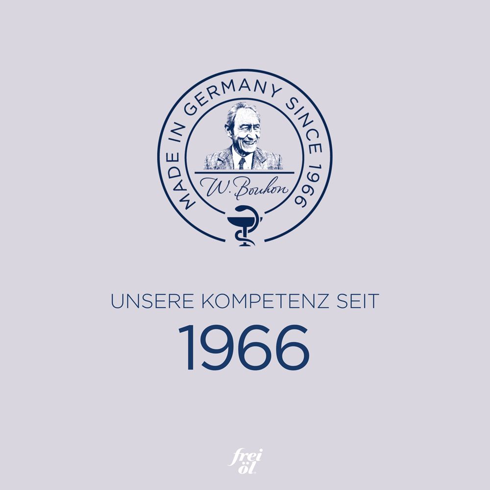 Logo bleu avec texte : Fabriqué en Allemagne depuis 1966. Image de W. Bouron. Texte : Notre expertise depuis 1966.