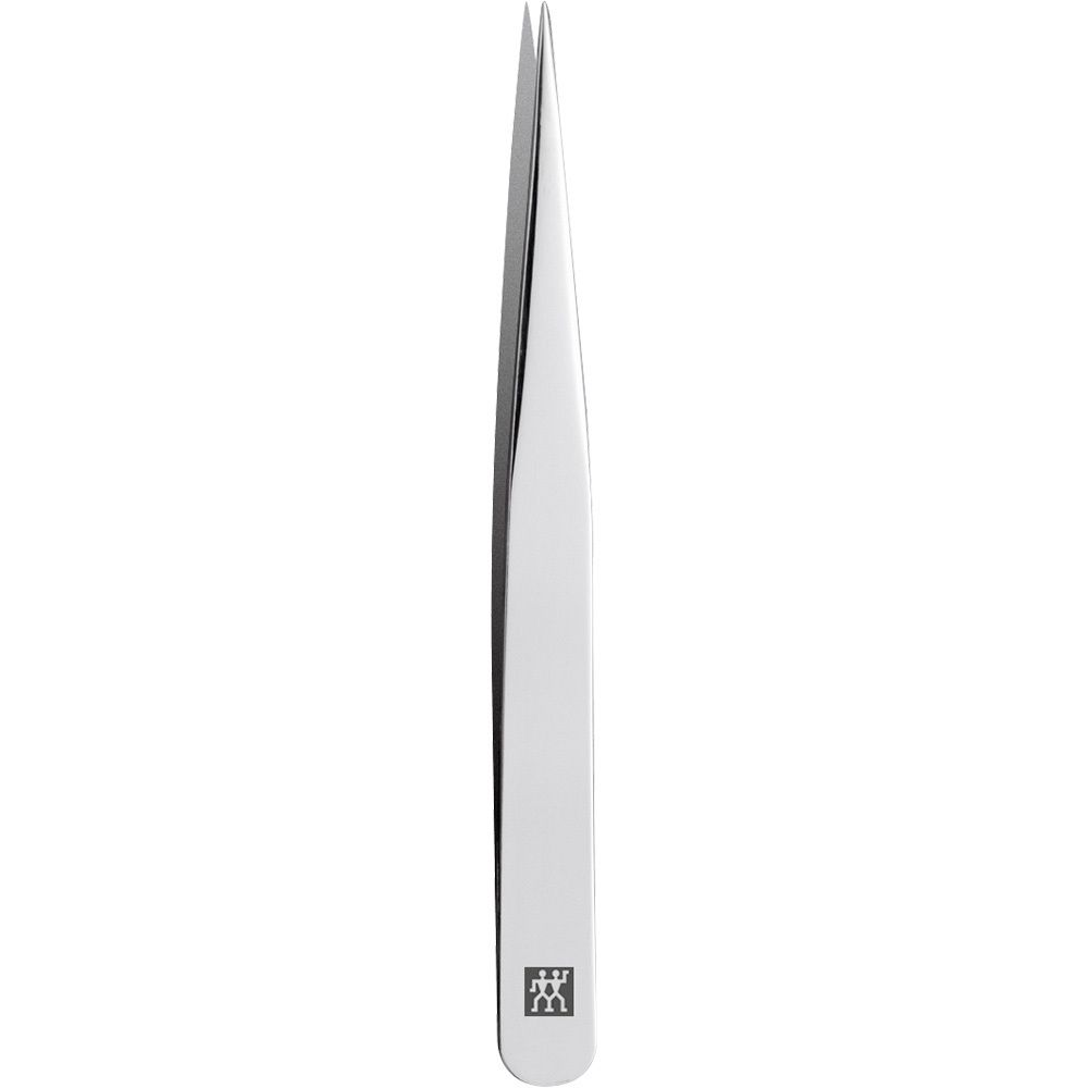 Pince à épiler pointue en acier inoxydable. Logo ZWILLING en bas. Surface polie.