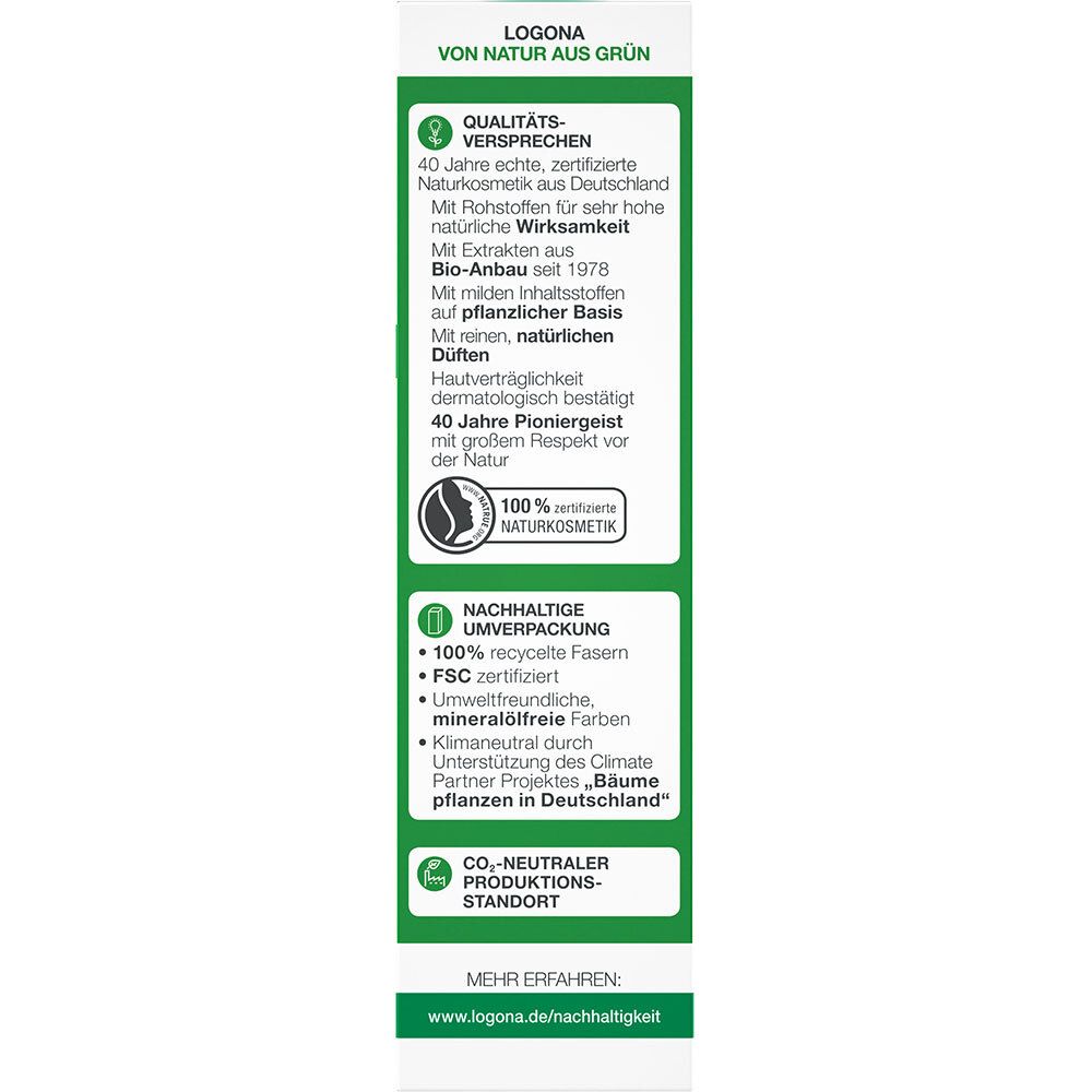 Achterkant van de verpakking. Informatie over duurzaamheid, kwaliteit, certificeringen en ingrediënten.