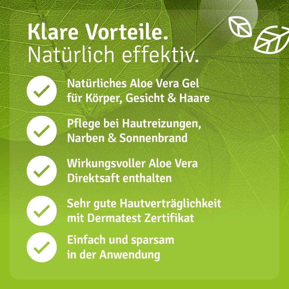 Groene achtergrond met tekst. Tekst: Duidelijke voordelen. Natuurlijk effectief. Dermatest-certificaat.