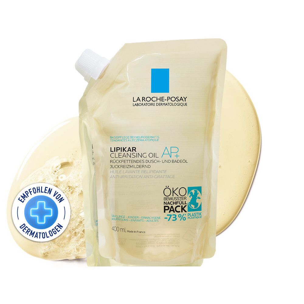 Recharge La Roche Posay Lipikar Huile Lavante AP+ avec label écologique.