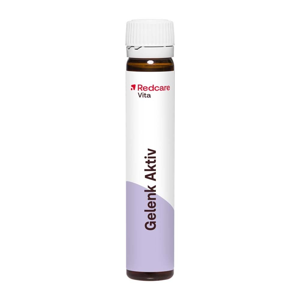 Een drinkampul van Redcare Vita Gelenk Aktiv met schroefdop.