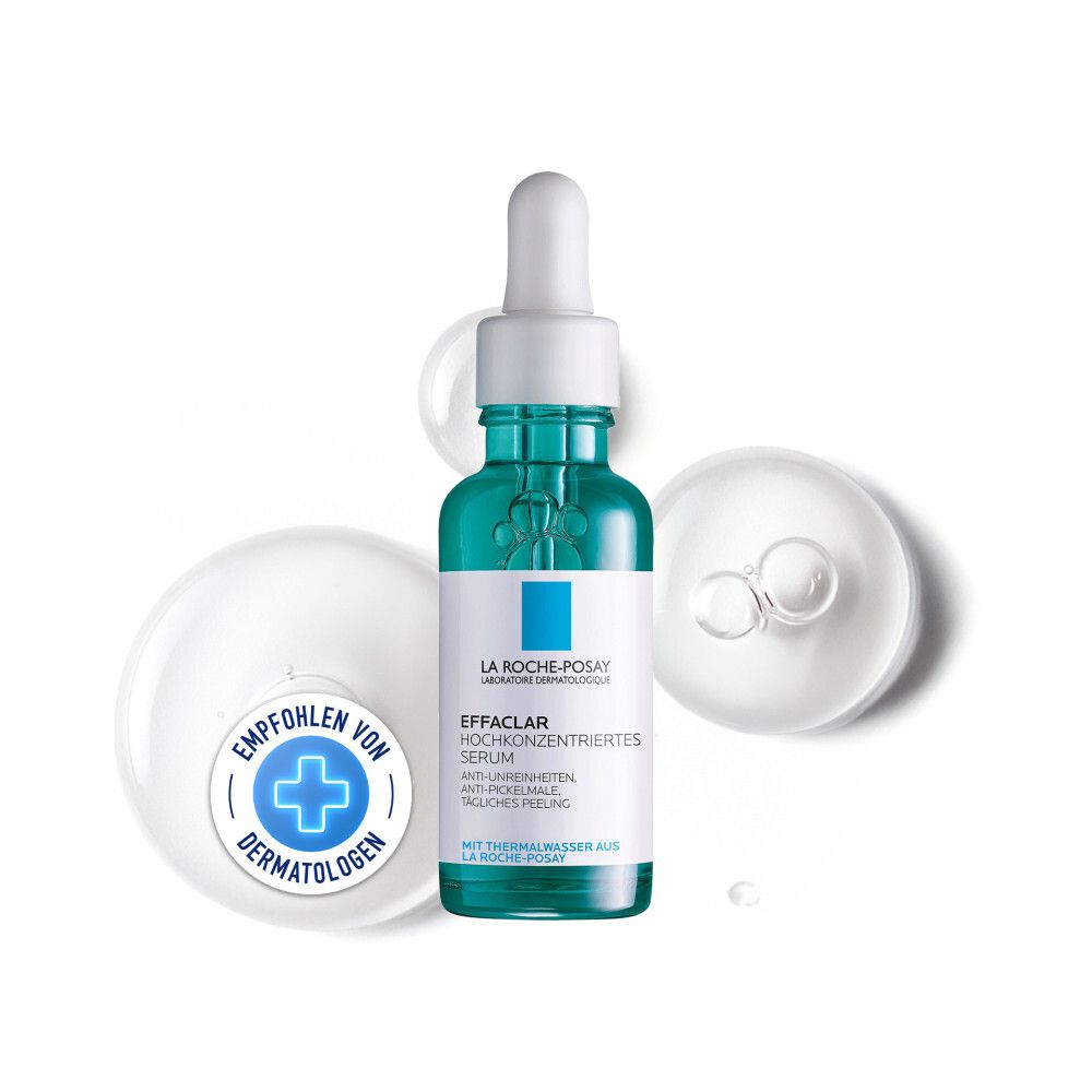 Flacon vert de sérum. Pipette. Recommandé par les dermatologues. Avec eau thermale.