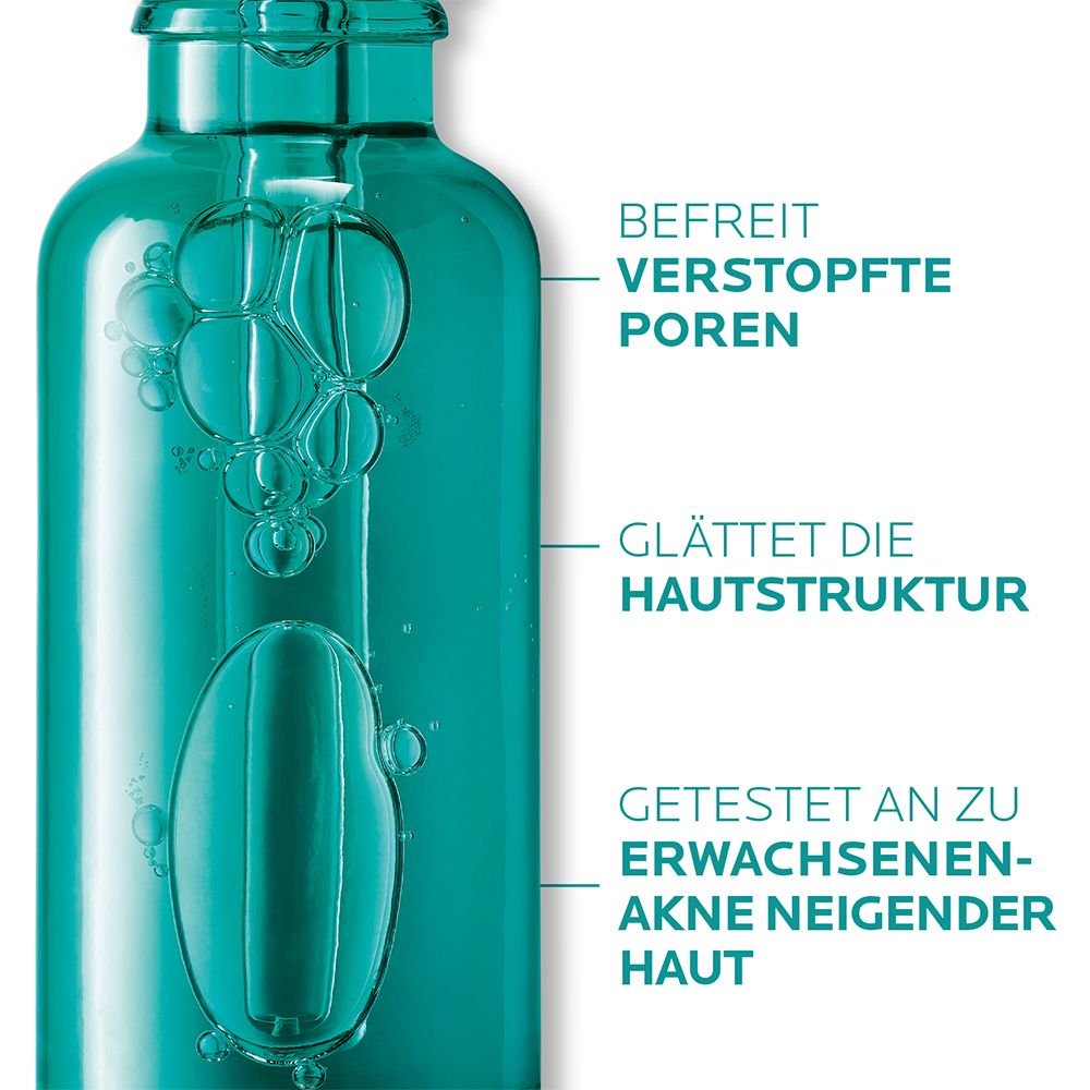 Flacon de sérum. Libère les pores. Lisse la peau. Testé sur peaux à tendance acnéique.