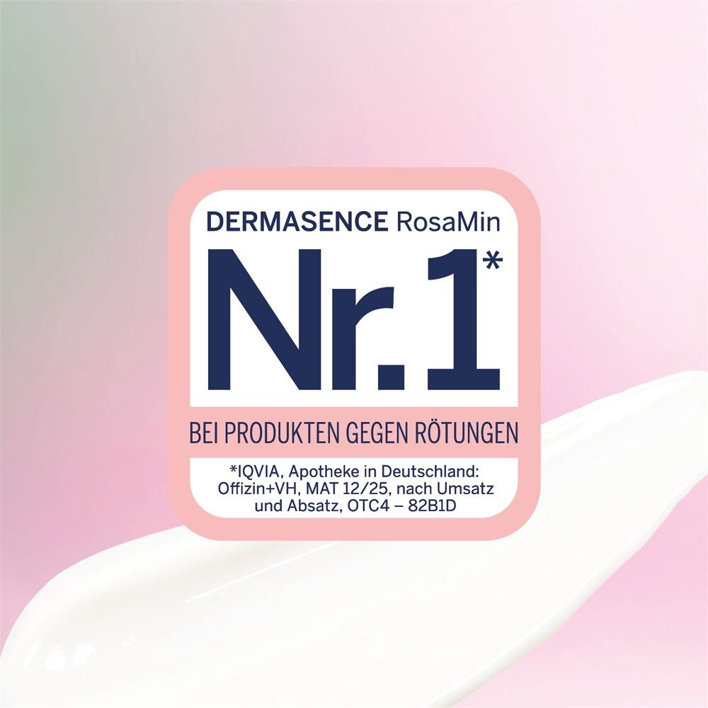 DERMASENCE RosaMin N°1 des produits anti-rougeurs. IQVIA Pharmacie en Allemagne : Offizin+VH, MAT 12/25.