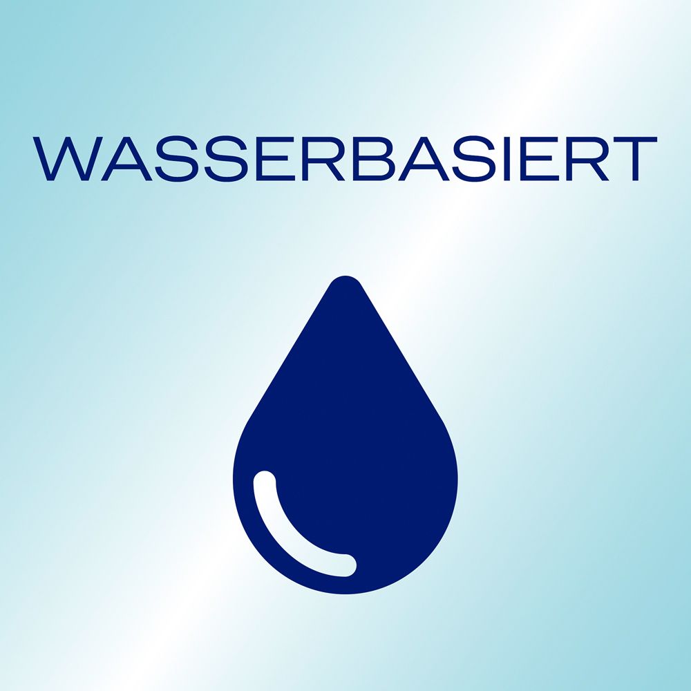 Symbole de goutte avec texte 'À base d'eau'.