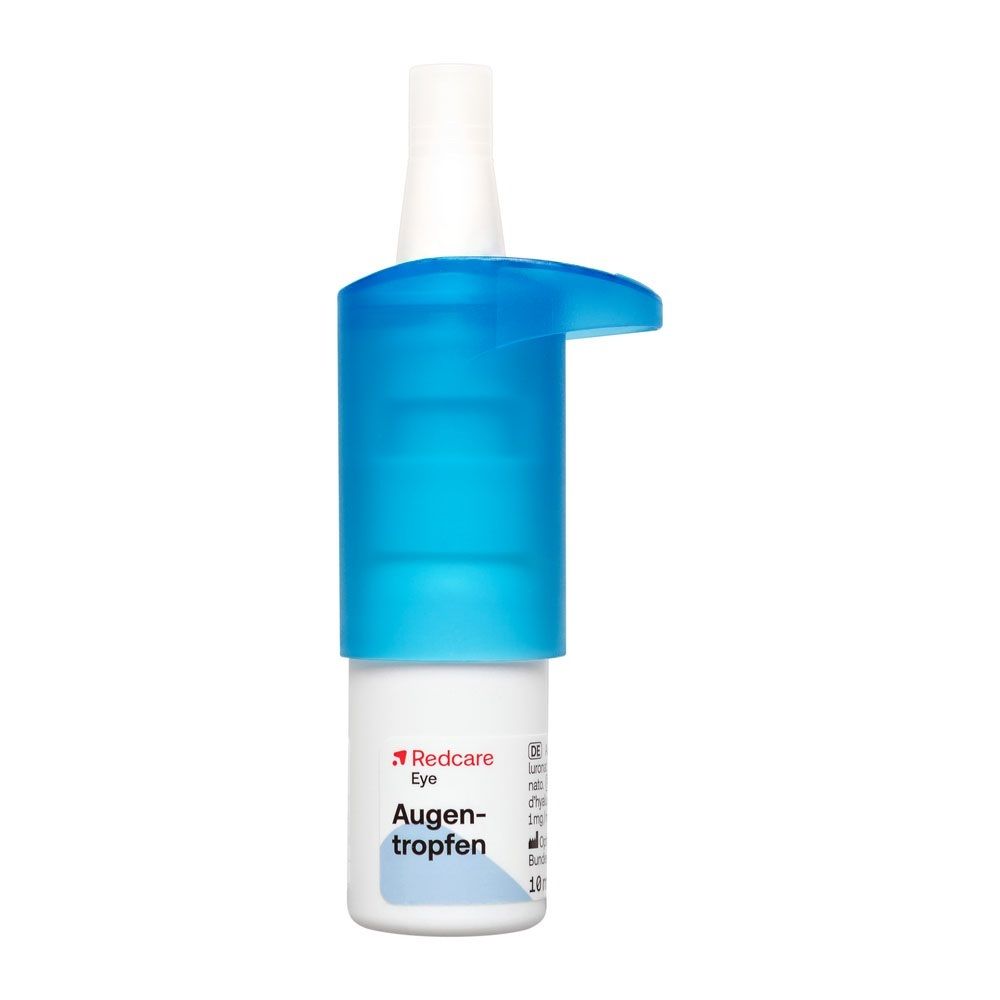 Redcare oogdruppels flesje met blauwe applicator.
