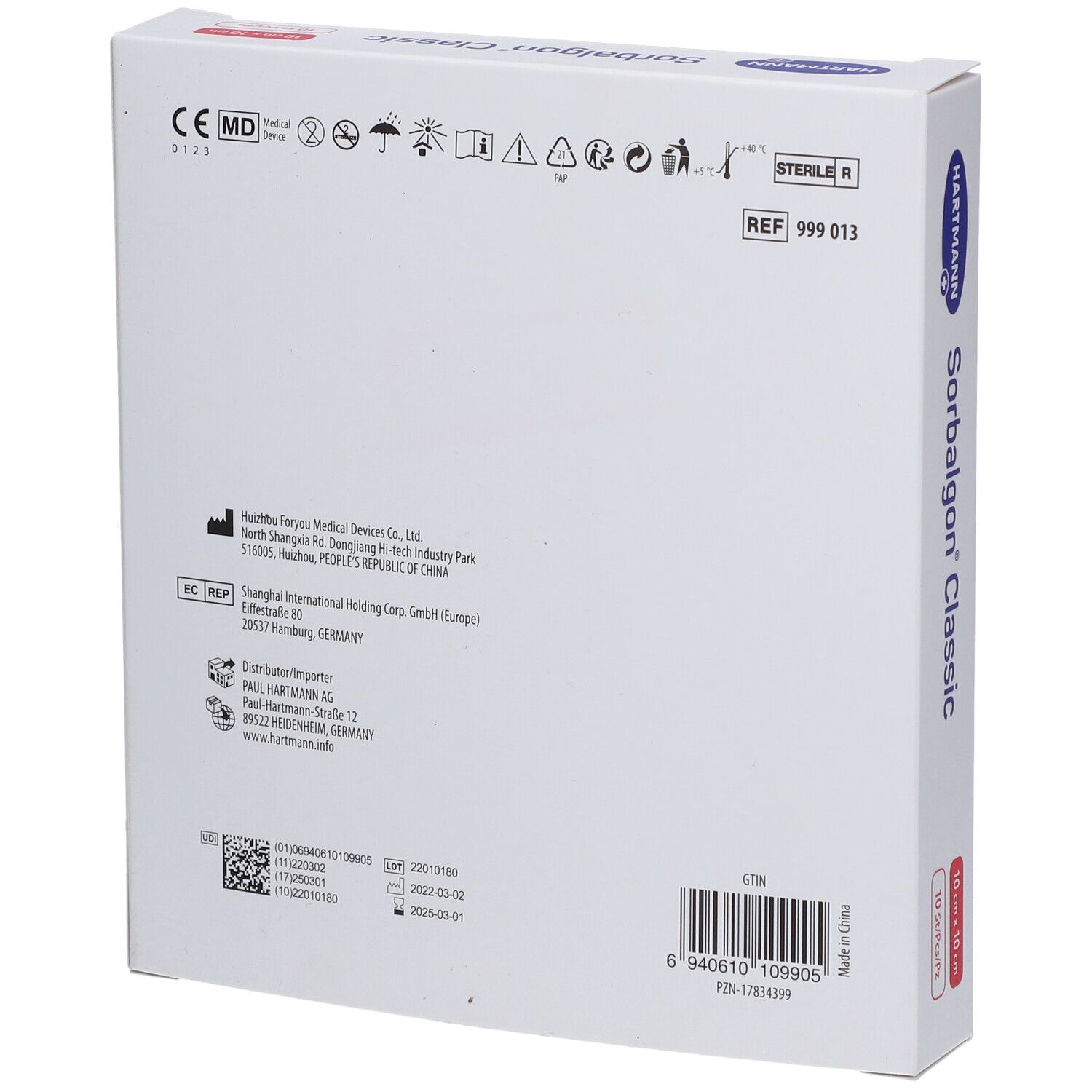 Pansements Hartmann Sorbalgon Classic en alginate de calcium.