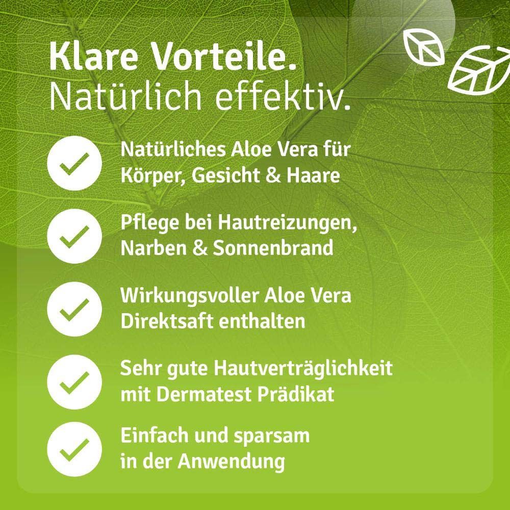 Voordelen van Casida Aloe Vera: Natuurlijke aloë vera, verzorging bij huidirritatie, zeer goede huidverdraagzaamheid.