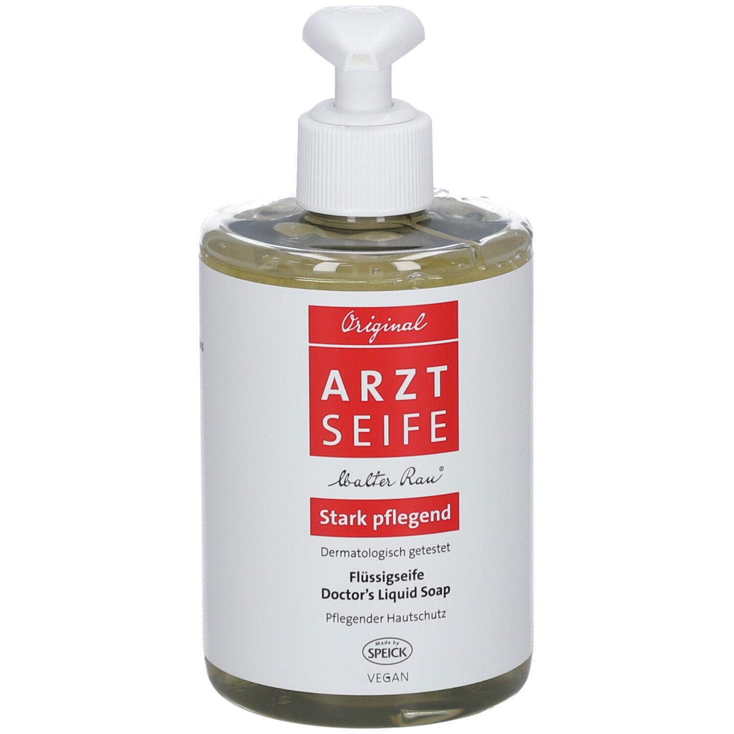Savon liquide Original Arzt Seife avec distributeur. Fortement nourrissant, testé dermatologiquement. Speick Vegan.