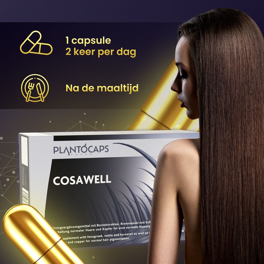 PlantoCaps Cosawell verpakking met haarconcept.