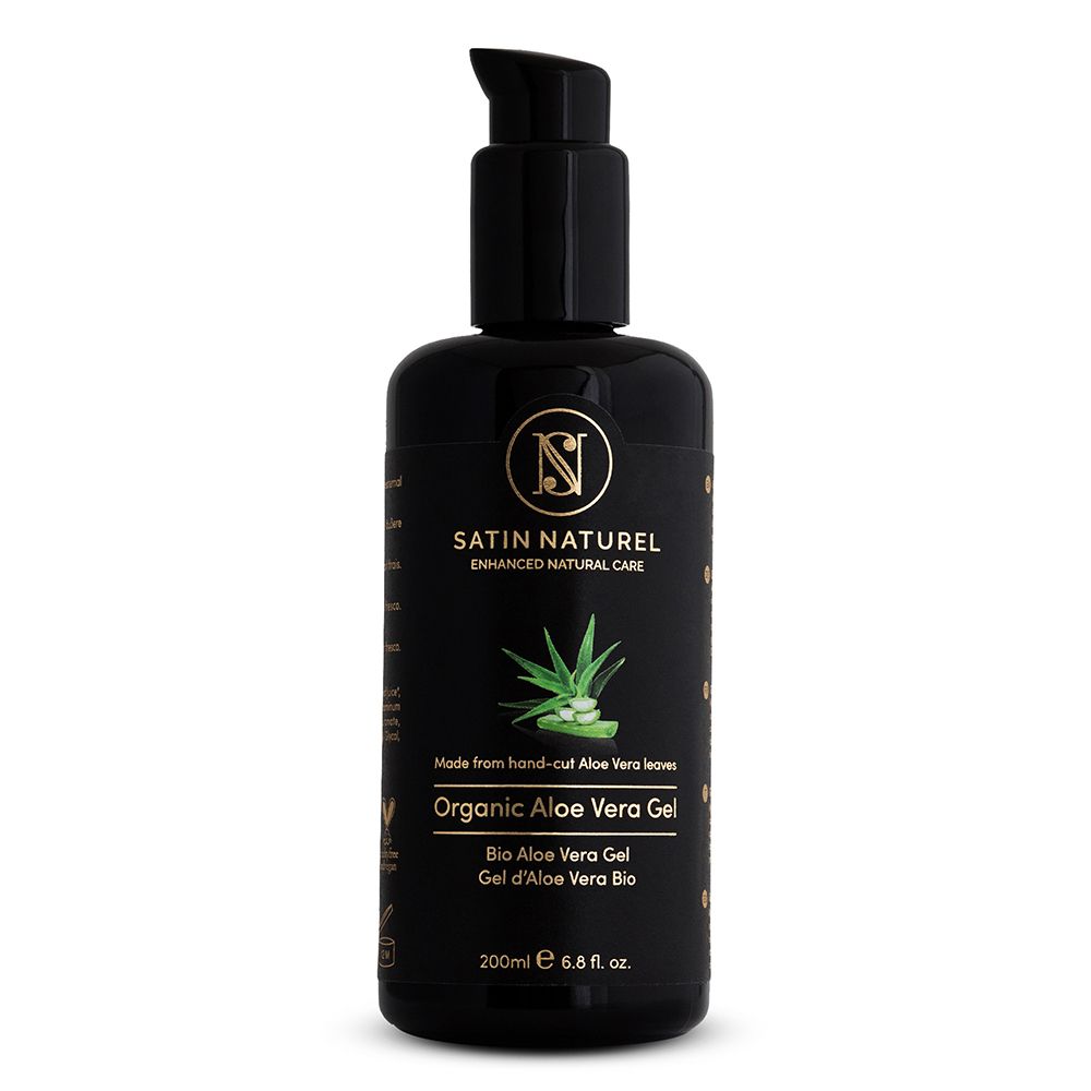 Flacon noir avec pompe, Gel Bio Aloe Vera SATIN NATUREL.