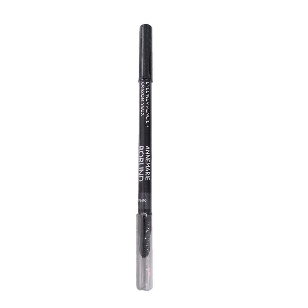 Crayon Kajal Graphite ANNEMARIE BÖRLIND. Crayon noir avec pointe argentée. Inscriptions visibles sur le produit.