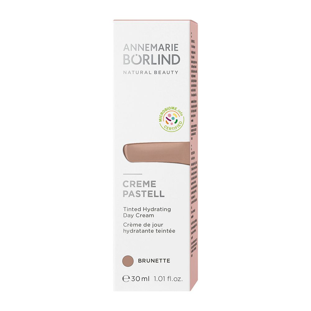 Annemarie Börlind Creme Pastell, crème de jour hydratante teintée, Brunette, 30ml, avec sceau Microbiome Certified.
