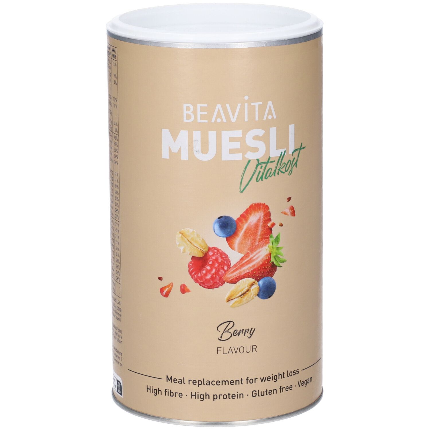BEAVITA Vitalkost Diät-Müsli, Bessen smaak. Maaltijdvervanger voor gewichtsverlies. Vezelrijk, Eiwitrijk, Glutenvrij, Vegan.