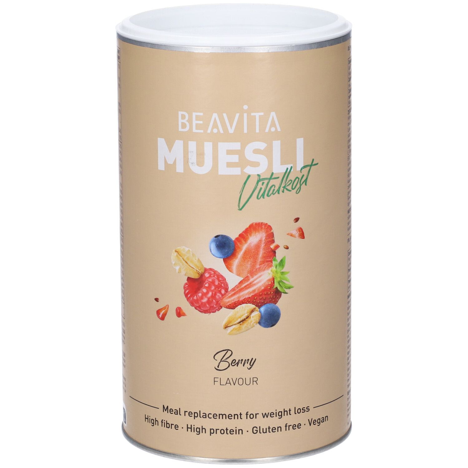 BEAVITA Vitalkost Diät-Müsli, Bessen smaak. Maaltijdvervanger voor gewichtsverlies. Vezelrijk, Eiwitrijk, Glutenvrij, Vegan.