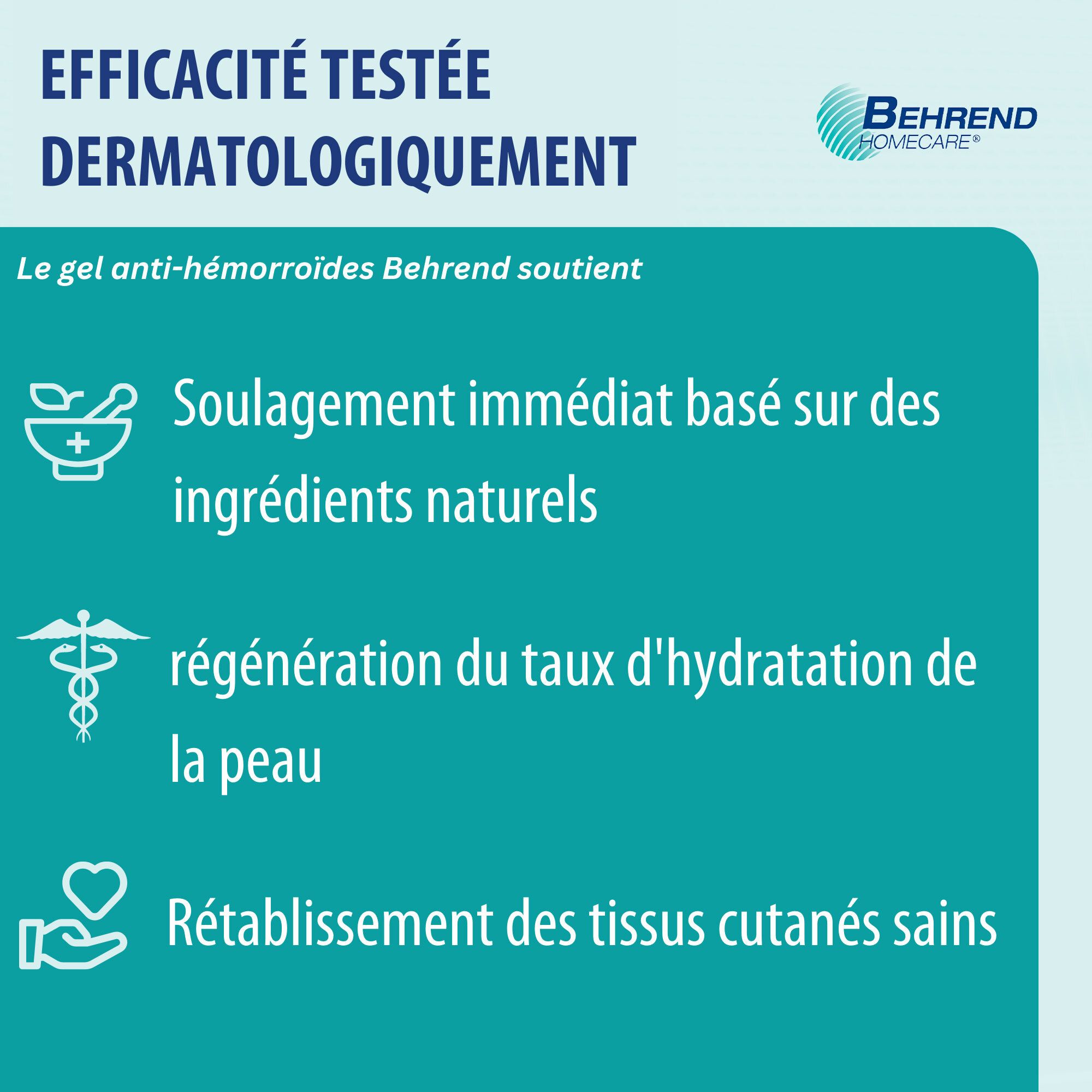 Gel hémorroïdal Behrend, posologie: utilisation jusqu'à 2 semaines, de préférence après les selles.