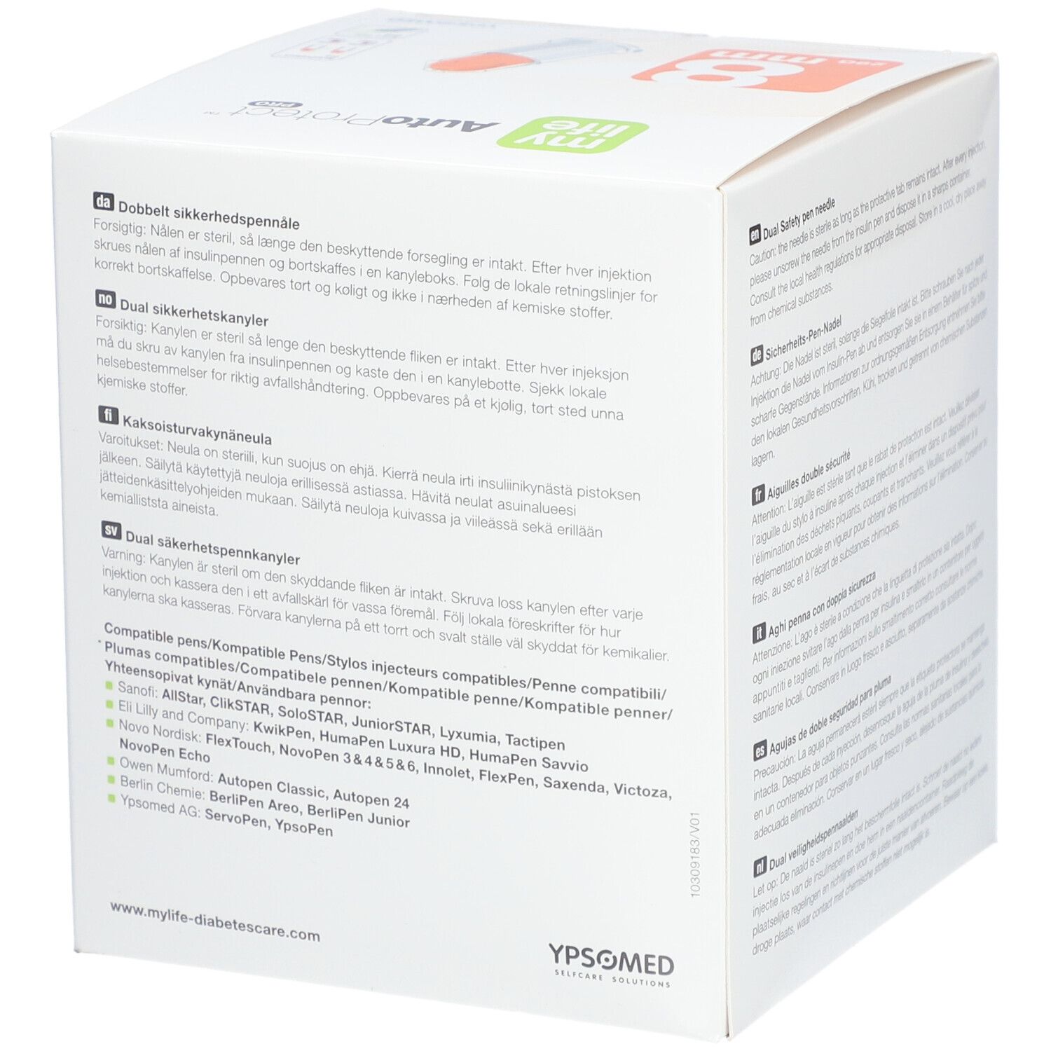 mylife AutoProtect PRO Aiguilles de sécurité pour stylo 8 mm 29 G