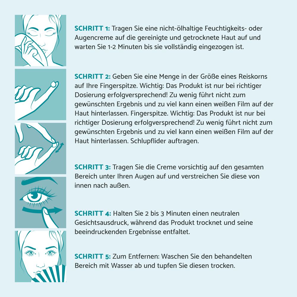 Icônes des caractéristiques du produit. Résultat immédiat, hydrate, lisse, cliniquement prouvé.