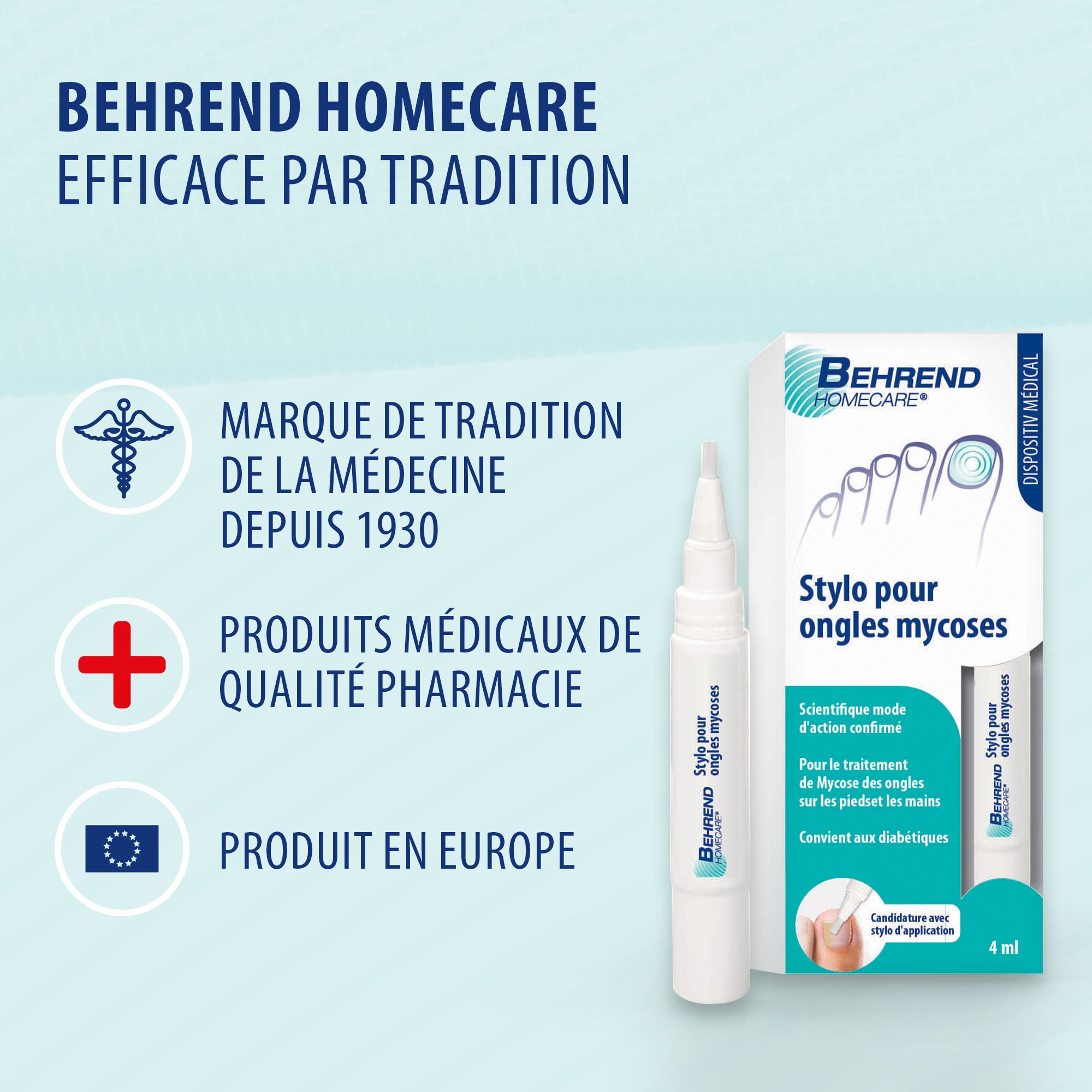 Infographie. Avantages du stylo : application facile, réduction du pH, études scientifiques.