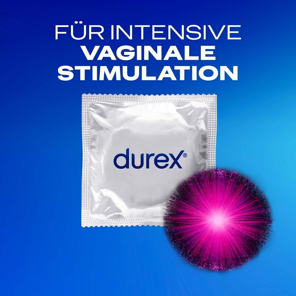 Préservatif Durex dans son emballage individuel argenté.