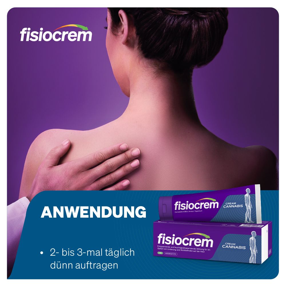 Application de Fisiocrem Cream Cannabis : Personne se frottant le dos.