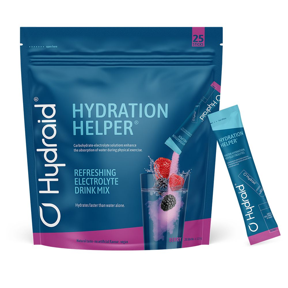 Hydraid Hydration Helper zak met 25 sticks en een enkele stick.