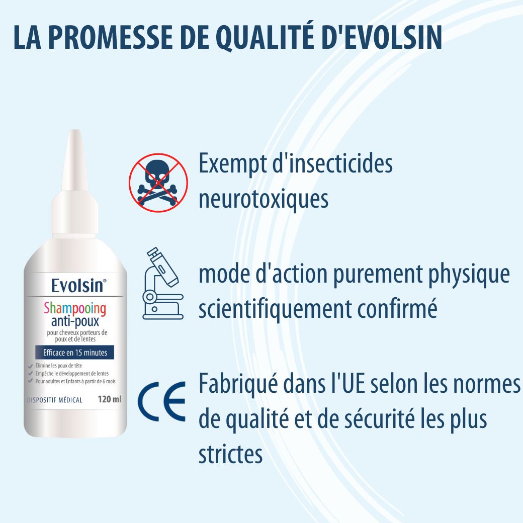 Étapes d'utilisation : appliquer, laisser agir 15 minutes, rincer, peigner. Illustrations.