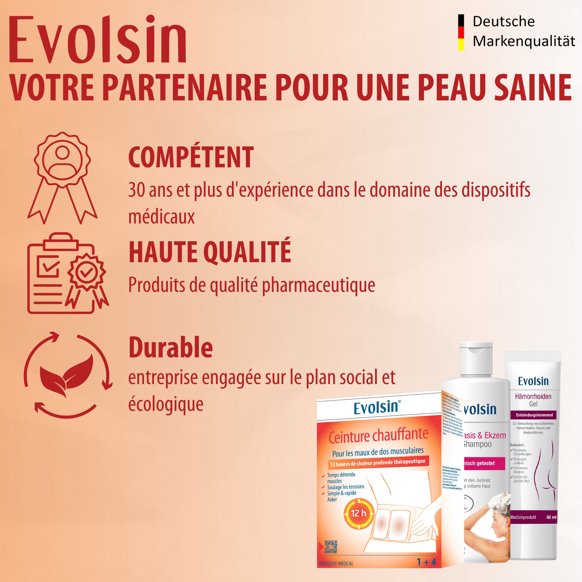 Evolsin Ceinture chauffante : 1+4 applications pour les maux de dos musculaires.