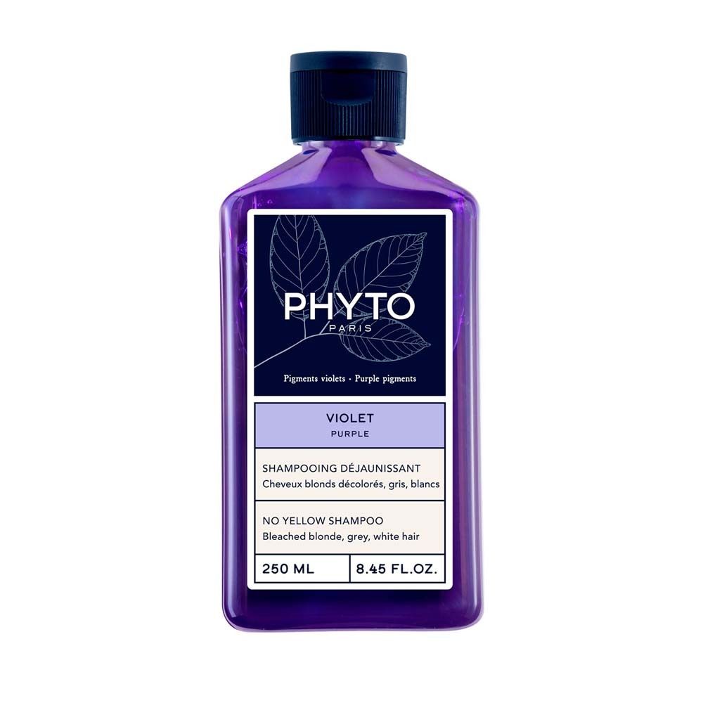 Bouteille de shampoing Phyto Violet No Yellow, 250 ml.