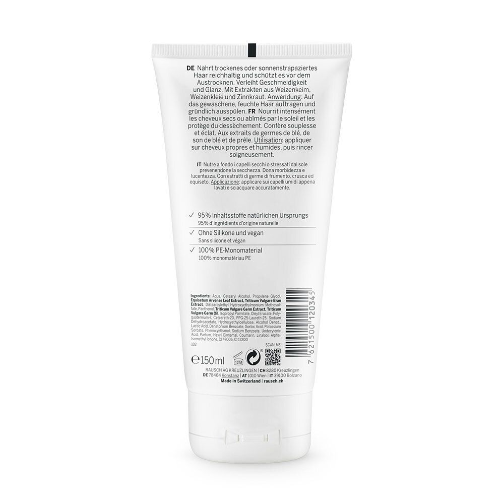 Dos du tube RAUSCH Nähr-Conditioner mit Weizenkeim. Texte en allemand, français et italien. Contient des ingrédients.