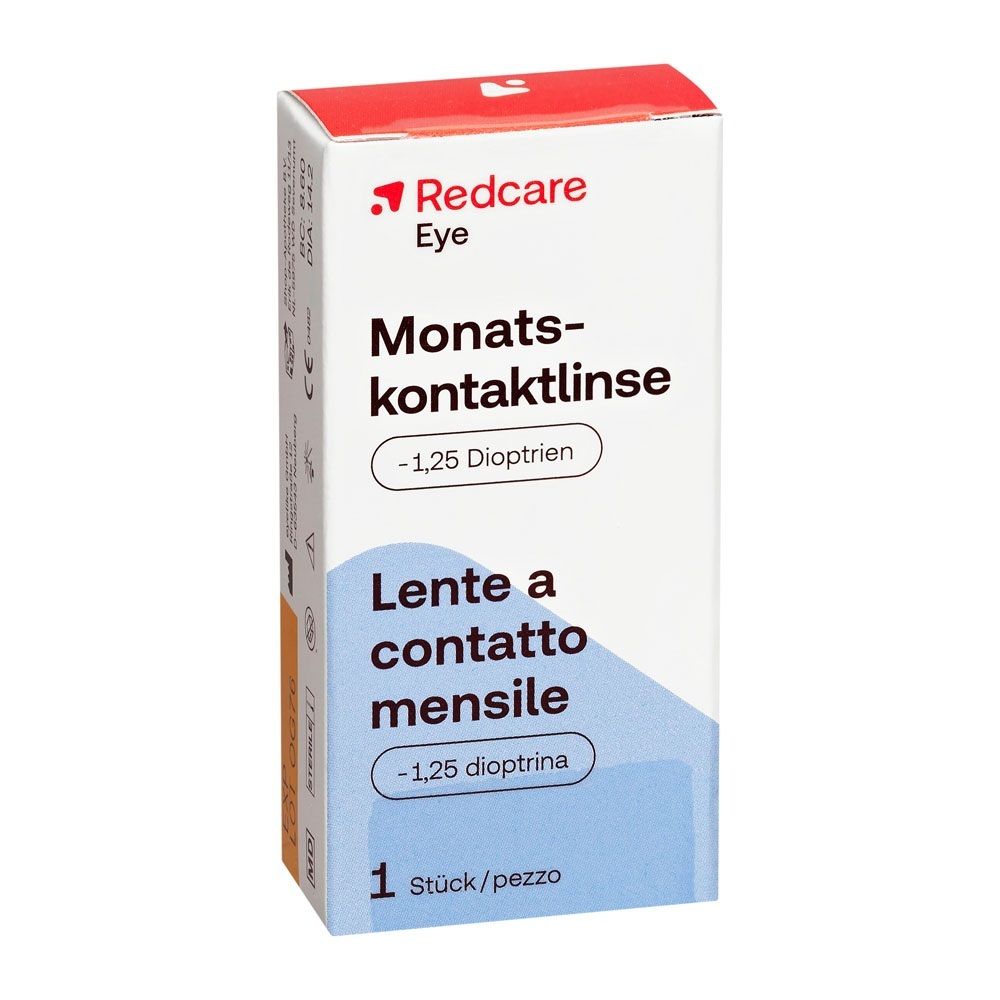 Verpakking van een maandelijkse contactlens, -1,25 dioptrie, 1 stuk.