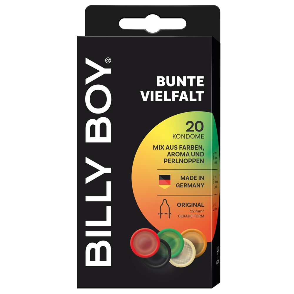Pack BILLY BOY Préservatifs Bunte Vielfalt, 20 pièces, Fabriqué en Allemagne.