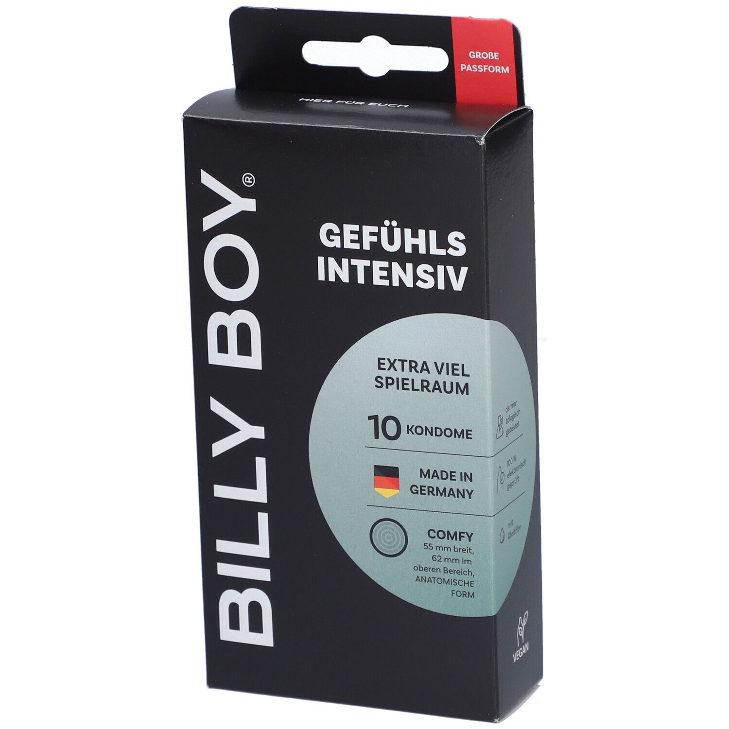 Billy Boy Condoms Gefühlsintensiv, 10 stuks, extra veel ruimte, Comfy, anatomische vorm.