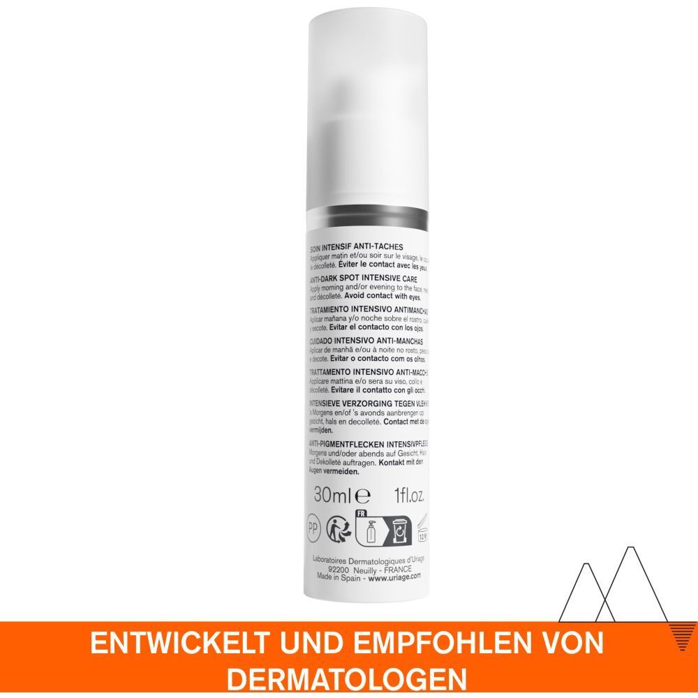 URIAGE DÉPIDERM Soin intensif. Flacon blanc. Développé et recommandé par des dermatologues.
