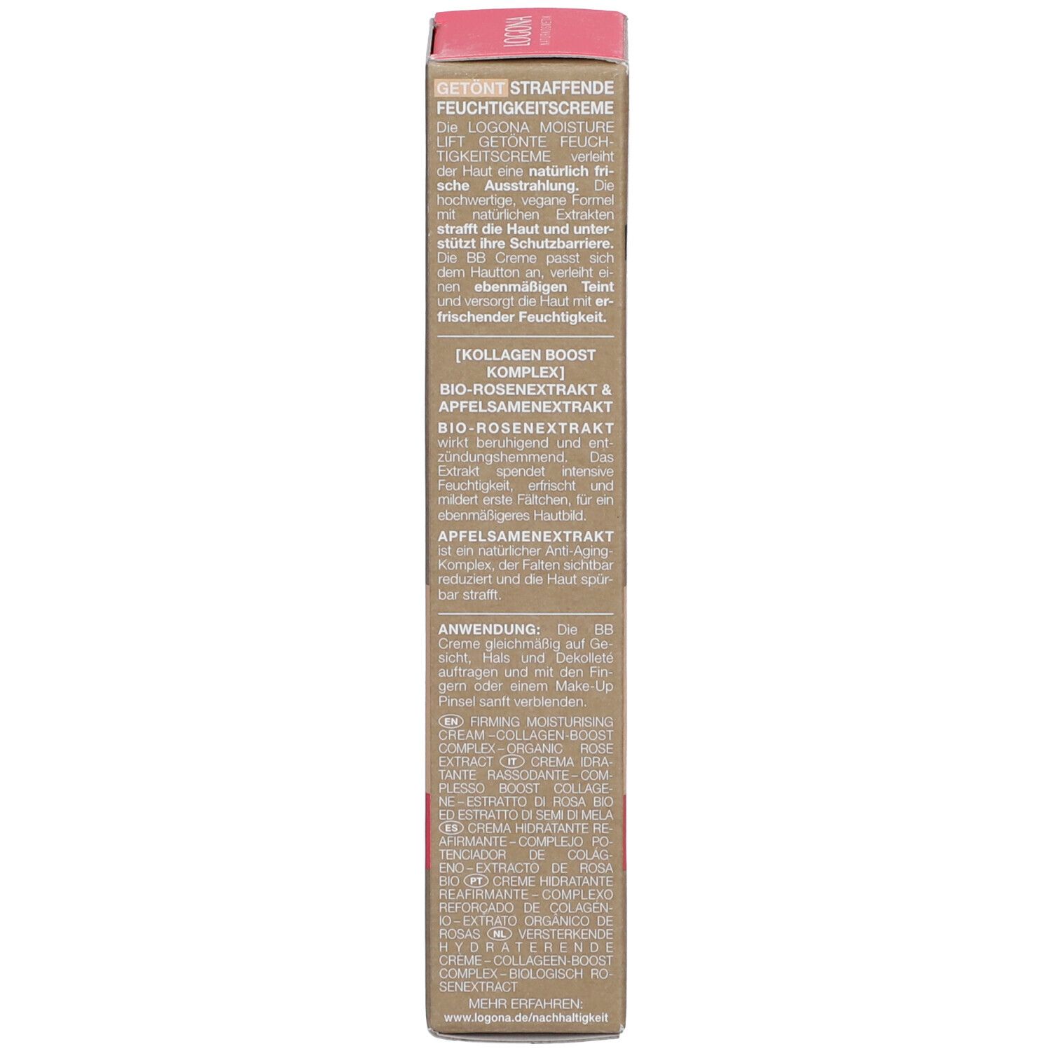 Emballage du produit avec texte. Contient des informations sur les ingrédients, l'utilisation et le fabricant. Végétalien. 30 ml.