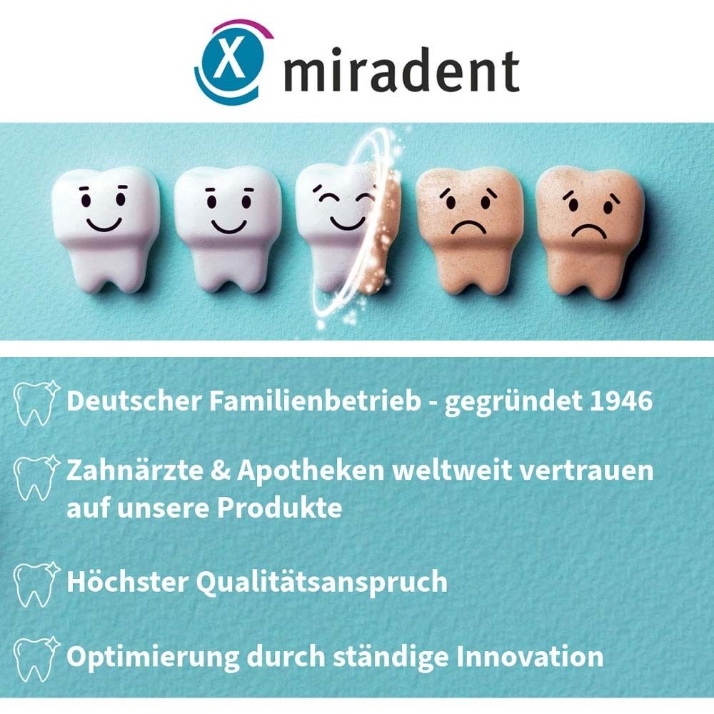 Tanden illustraties. Tekst: Duitse familiebedrijf, tandartsen & apotheken vertrouwen, hoogste kwaliteitseisen.