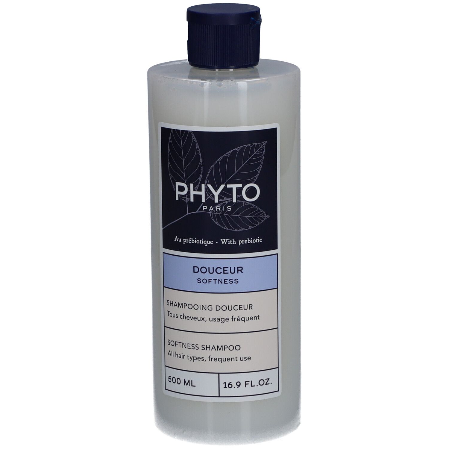 Bouteille Phyto Paris Douceur Shampooing, 500 ml.