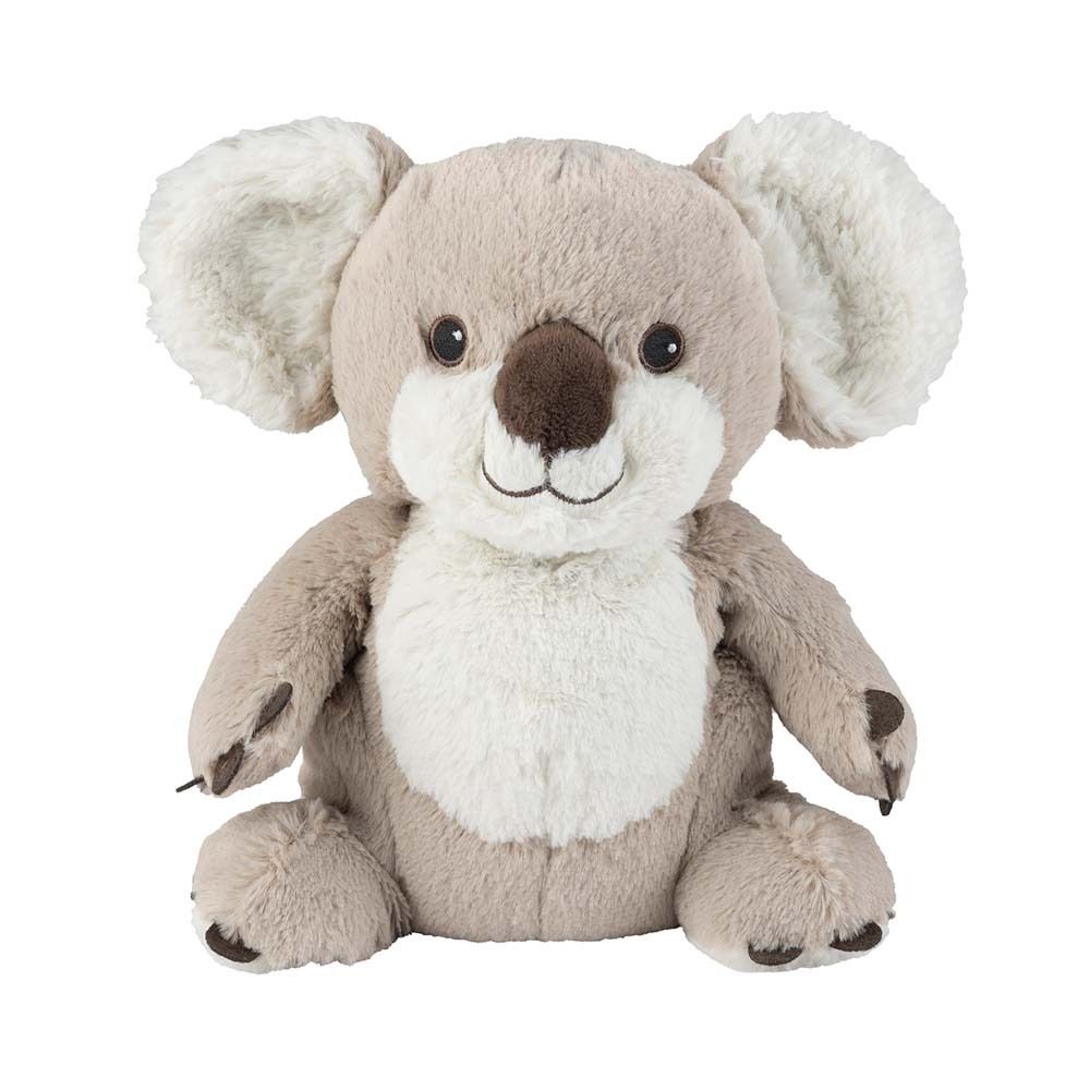 Peluche koala beige avec nez et oreilles marron. Assis. Yeux et bouche brodés.