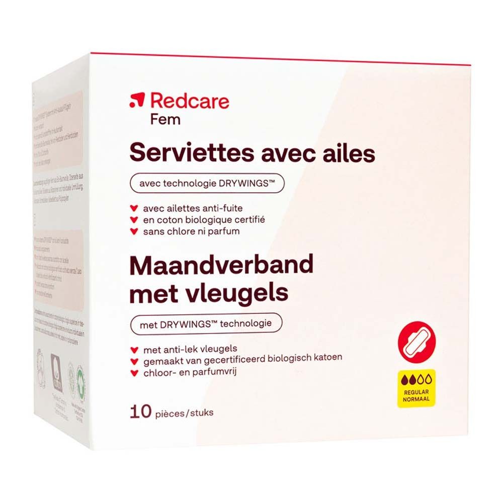 Redcare Fem Serviettes Hygiéniques avec Ailettes
