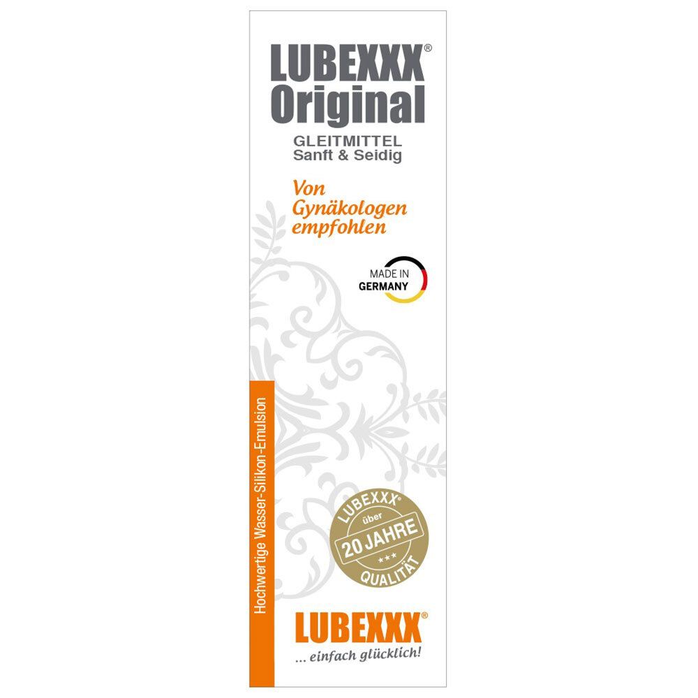 Emballage d'un lubrifiant à base d'eau-silicone, fabriqué en Allemagne.
