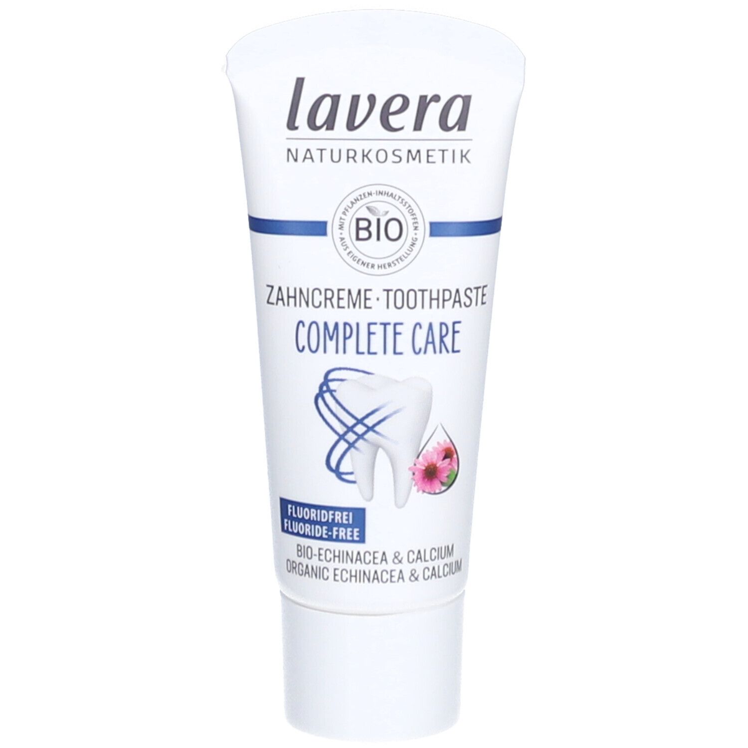 Lavera Tandpasta Complete Care tube, fluoridevrij, met biologische echinacea & calcium.