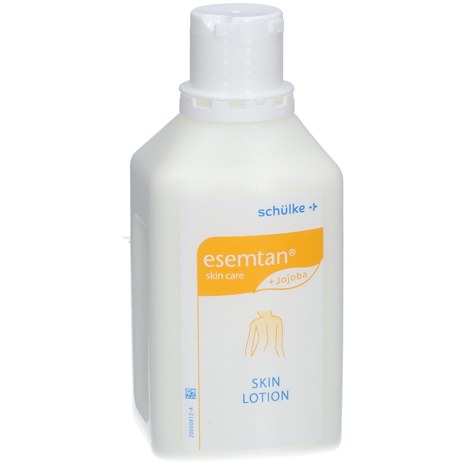 Flesje huidlotion. Witte fles met klapdeksel. Etiket met productnaam en ingrediënten.